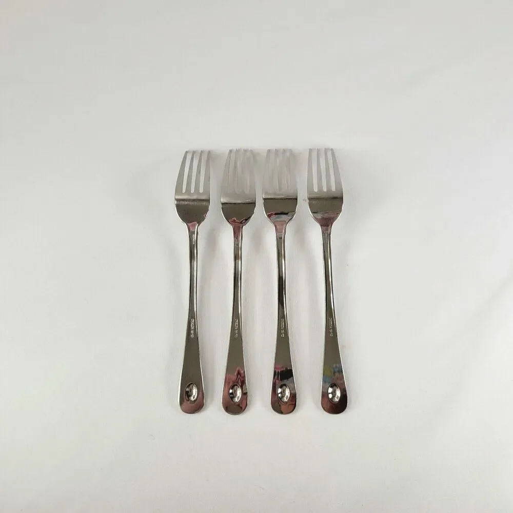Oneida Satin Jupiter 18/10 Stainless Flatware Set 4 Salad Forks Retro 90s Y2K
